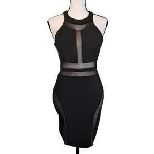 Emerald Sundae Sexy Black Mesh Panel Bodycon Cocktail Wedding Party Dress S